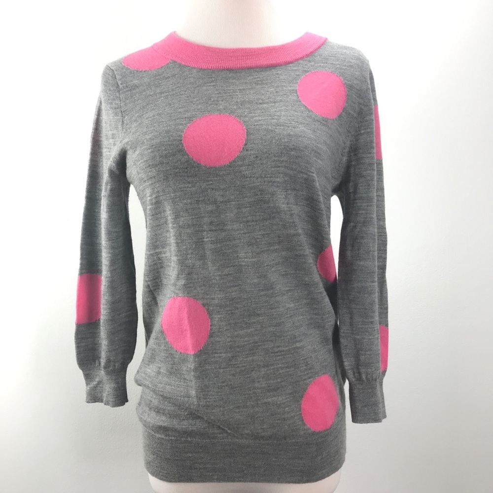 J. Crew pink polka dots wool tipi sweater